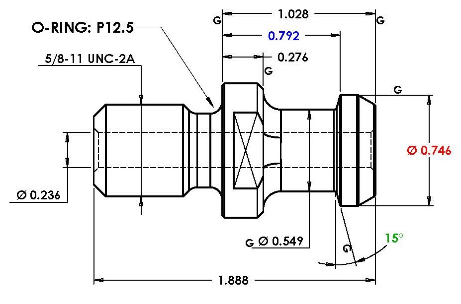 Push-On Reinforced Retaining Ring Ext M14 CS Steel Phos